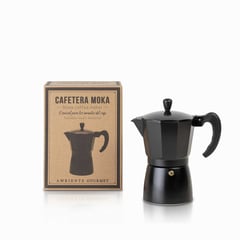 AMBIENTE GOURMET - Cafetera Moka 6 tazas negra