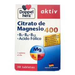 GENERICO - Citrato de MAGNESIO caja x 30 tabletas Doppelherz Aktiv.-