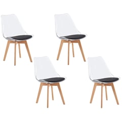 MOBLIHOUSE - Set X4 Silla De Comedor Transparente Asiento De Piel Sintética