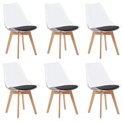 MOBLIHOUSE - Set X6 Silla De Comedor Transparente Asiento De Piel Sintética