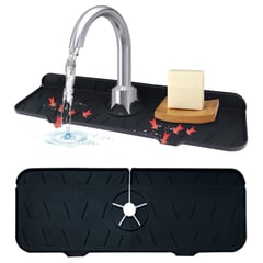 GENERICO - Alfombrilla para grifo de fregadero protector de cocina color negro