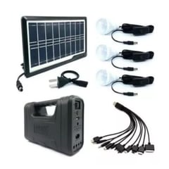 GENERICO - Kit Panel Solar Camping 3 Bombillas Usb Radio Linterna Mp3