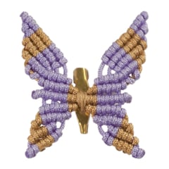 GENERICO - Prendedor Mariposa en macrame con herrajes en Acero estilo Boho Chic