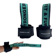 FIT AND FURY - Straps pro levantamiento peso gym aguamarina