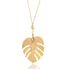 GENERICO - Collar de Monstera metalizada baño en oro 14K Ideal regalo para mujer