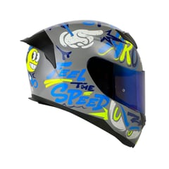 HRO - Casco Moto 511 Gris Ghost Azul (L)