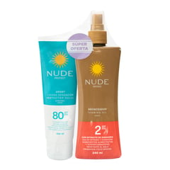 NUDE - Promoción Protector Solar Sensación Liviana Spf80 120ml + Bronceador Spf2 240ml X2 uds.