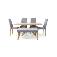 VENECIA - Set de Comedor 6P Astoria con Sillas y Butaco Liverpool Plata