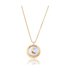 GENERICO - Collar luna y concha de mar Acero y baño oro 18k Ideal regalo mujer