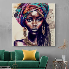 TAYRONA STORE - Cuadro En Lienzo Para La Sala Pintura Mujeres Africanas 044 120x120cm