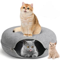 SUBE - Cama Tunel Para Gatos Con Cremallera Tipo Donut Mascotas L