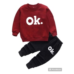 GENERICO - Conjunto niño buzo y pantalon jogger ok vinotinto sudadera