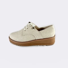 CALZADO TRIUNFO - Mocasín cordones estilo canasta - Beige