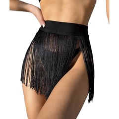 PIA SEXY - falda flecos negro mujer lencería sensual