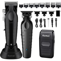 KEMEI - Super Combo Profesional Barbería Maquina Patillera y Shaver Original