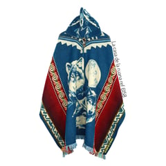 GENERICO - Maxi ruana poncho lana alpaca con capota diseño lobos