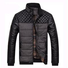 UBMD - Chaqueta Hombres Calida Cuero PU Poliester 004 Negro Gris