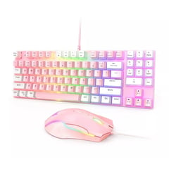 ONIKUMA - Combo Gamer Teclado y Mouse G26-CW905 Pink Mecánico