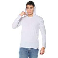 MANPOTSHERD - Camiseta Manga Larga Capota Hombre Blanco