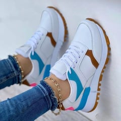 GENERICO - Tenis Blanco Azul Dama Zapatillas Zapatos Mujer Lindos Moda Casual