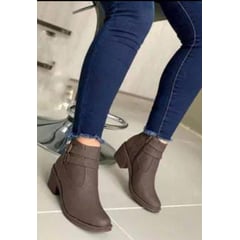 GENERICO - Bota Marron Dama Tacón Bajo Mujer Lindo Moda Casual