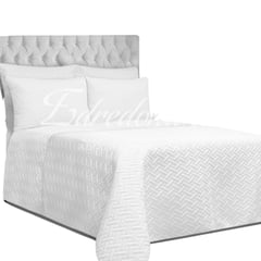 GENERICO - Colcha Española Quilt cama Doble Luxury + Funda Almohada - BLANCO