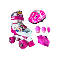 SPORT - Patines 4 Ruedas Ajustables Con Protecciones M Fucsia