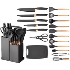 ONE PIXEL - Set Utensilios En Silicona Para Cocina Juego Cuchillos X19 Negro