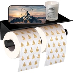 INDOOR - Soporte de papel higiénico creativo portarrollos de papel perforado negro soporte de toalla de papel para teléfono celular