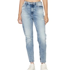 CALVIN KLEIN - Jean Azul Mom Desgastados Para Mujer