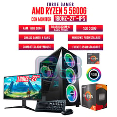 AMD - PC GAMER RYZEN 5 5600G/ RAM 16GB/ SSD 512GB/ MONITOR ASUS TUF 27 FHD IPS 180HZ