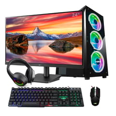 GENERICO - PC Gamer Rgb Ryzen 5 5600G + DDR4 16GB + SSD 512GB + Monitor LG 24'' IPS