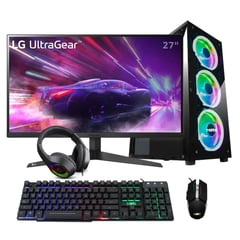 AMD - PC Gamer Rgb Ryzen 5 5600G + DDR4 16GB + SSD 512GB + Monitor 27'' Gamer