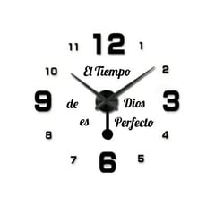 GENERICO - RELOJ DE PARED 3D TAMAÑO 100X100CM CON PENDULO + FRASE EN VINILO