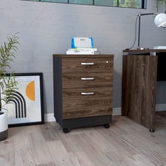 MUEBLES ONLINE - Archivador Home Office 3 Cajones Bajo Wengue Coñac