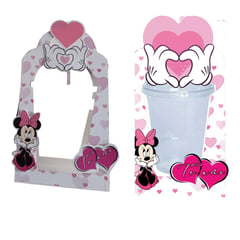 GENERICO - Kit Porta vasos Domo minnie mouse 9 onzas