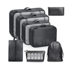 GENERICO - SET ORGANIZADOR DE EQUIPAJE MALETA VIAJERO X 8 BOLSAS NEGRO