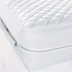 GENERICO - Forro Protector Colchon Acolchado Con Cremallera Blanco Cama Semidoble