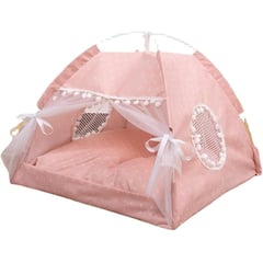 GENERICO - Cama Casa Camping Para Gato O Perro Talla M Rosa