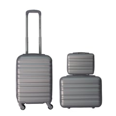 SKYTRAVEL - Set De 3 Maletas Viaje Rigidas ABS Candado Neceser - Plateado - M