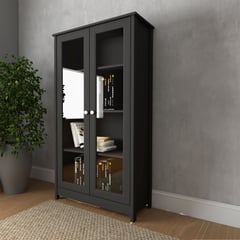 BERTOLINI - Mueble Vitrina 80cm en MDP 2 puertas Negro