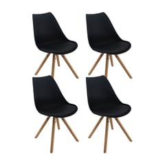 GENERICO - Kit x 4 Silla Atlas Para Comedor Negro - 1137