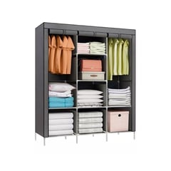 SHENGKE - Closet Ropero Armable 3 Puertas Organizador Portatil Color Gris