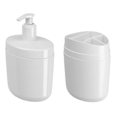 COZA - Set X2 Dispensador Jabón Liquido Y Porta Cepillos Plástico