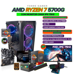 AMD - PC GAMER RYZEN 7 5700G/ MONITOR CMAX 24" FHD/ RAM 16GB/ SSD 1TB/ COMBO GAMER