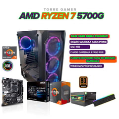 AMD - PC GAMER RYZEN 7 5700G/ BOARD A520/ RAM 16GB/ SSD 1TB/ FUENTE 700W 80+BRONCE