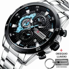 CURREN - Reloj Acero Inoxidable Cronógrafos 8402 Mas Llavero