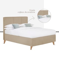 EKONOMODO COLOMBIA - Cama Doble 140 Be + Colchón 1 Pillow Primavera Bamboo Gratis Cojines