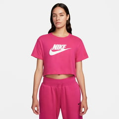 NIKE - Camiseta Mujer Tee Essential Crop Icon Futura - Fucsia