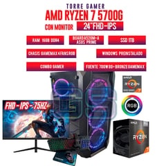 AMD - PC GAMER RYZEN 7 5700G/ MONITOR CMAX 24" FHD/ 16GB RAM/ SSD 1TB/ COMBO GAMER